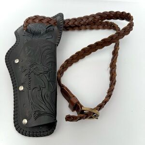 Women’s Western Country Cowgirl Halloween Costume Black Brown Horse Holster Belt